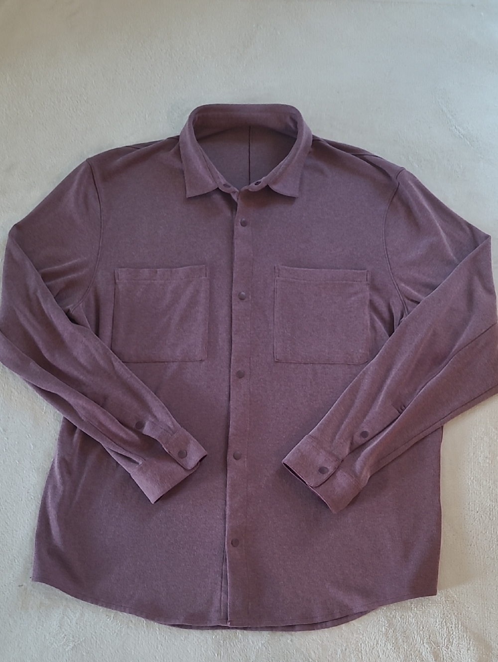 Lululemon Mens XL Heather Mauve Snap Front Overshirt Shacket Long Sleeve Casual